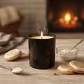 Sugar Cookie Candle in a black glass jar with a wood wick